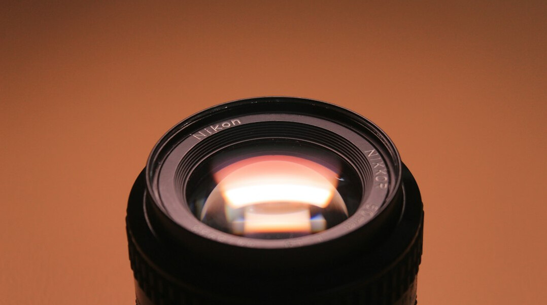 Close-up of a professional camera lens