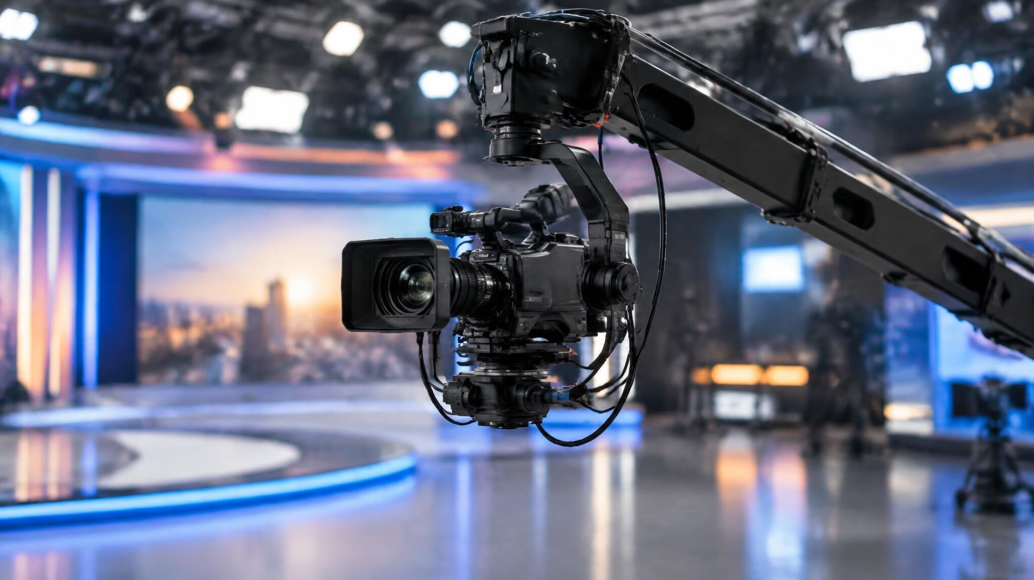 Camera on a studio crane in motion