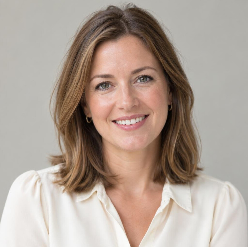 Portrait of a smiling woman with light brown hair